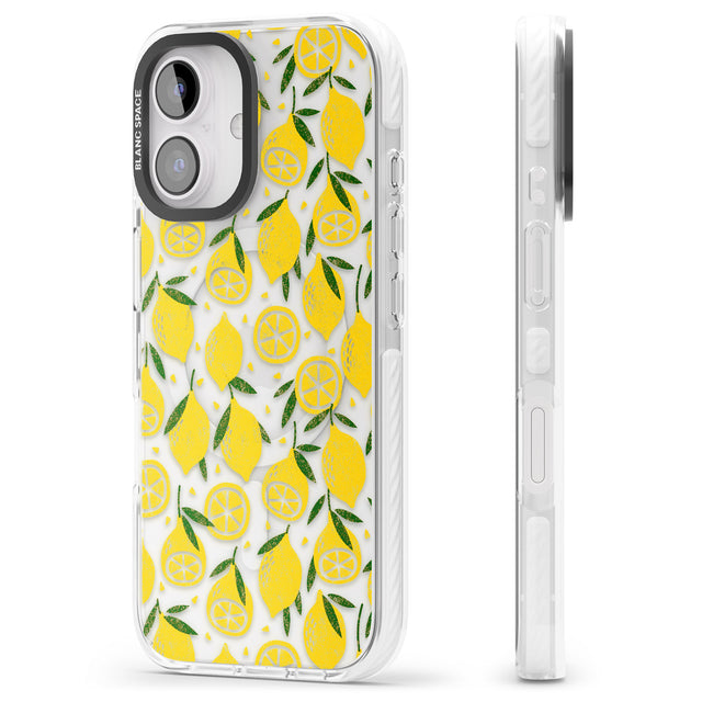 iPhone 16 Pro Max Bright Lemon Fruity Pattern Black Impact Phone Case