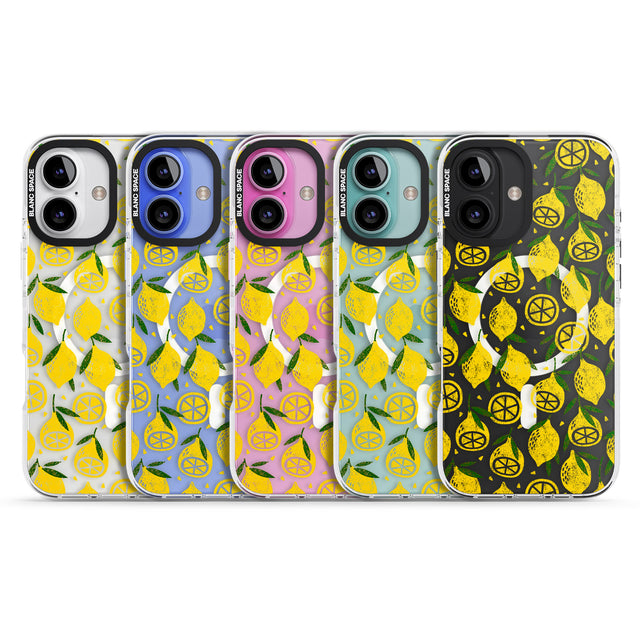 iPhone 16 Pro Max Bright Lemon Fruity Pattern Black Impact Phone Case