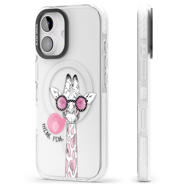 iPhone 16 Pro Max Think Pink Giraffe Black Impact Phone Case