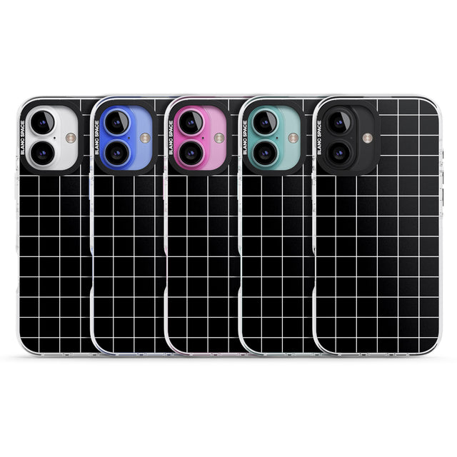 iPhone 16 Pro Max Simplistic Large Grid Pattern Black Black Impact Phone Case