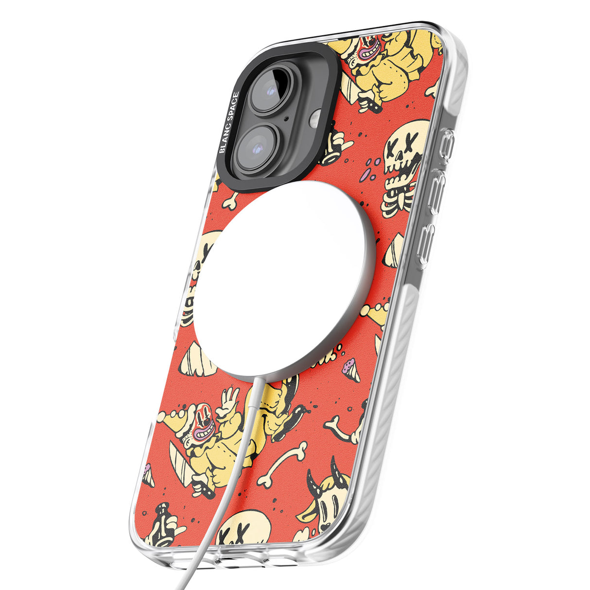 iPhone 16 Pro Max Red Retro Halloween Pattern Black Impact Phone Case