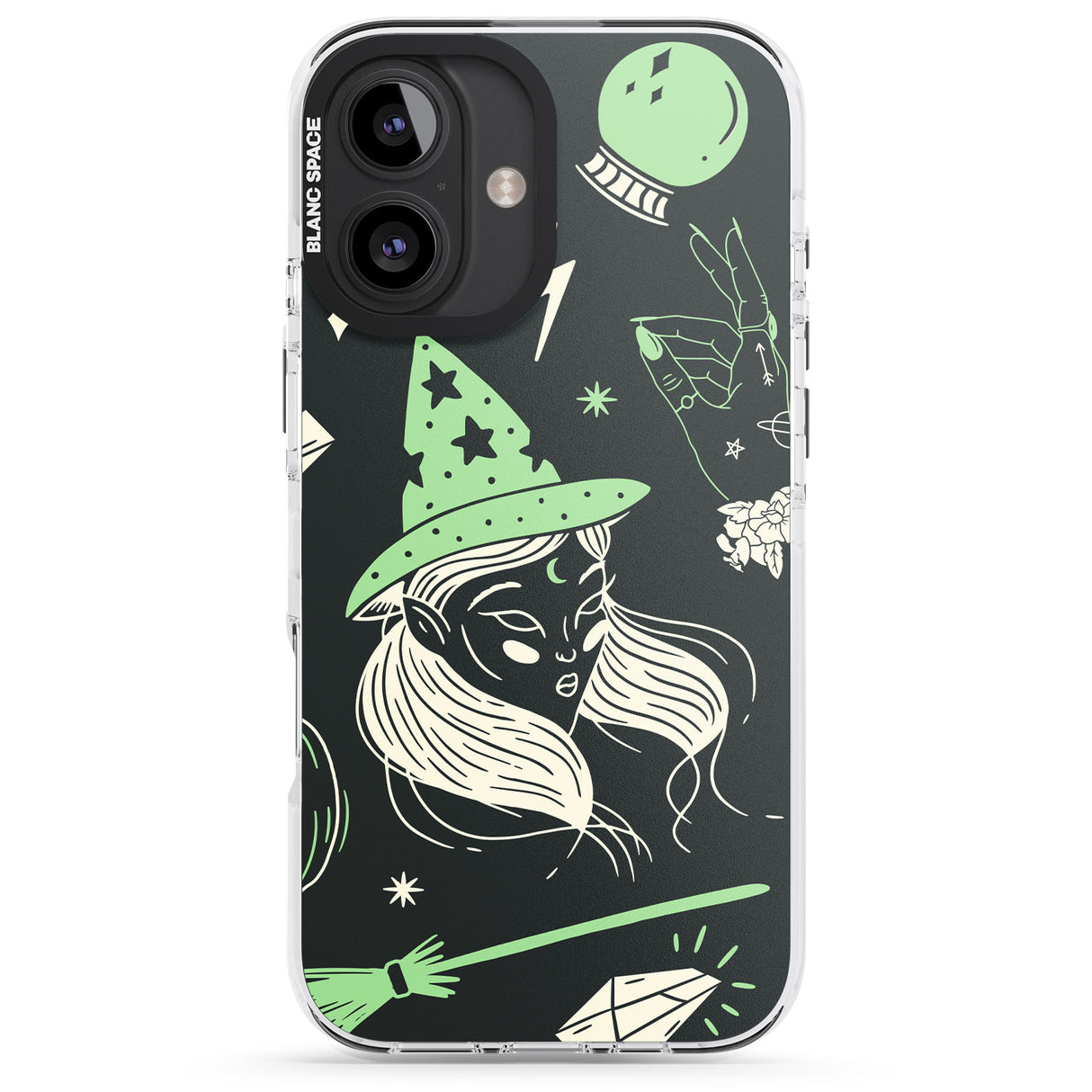 iPhone 16 Pro Max Astrology Witch Pattern Black Impact Phone Case