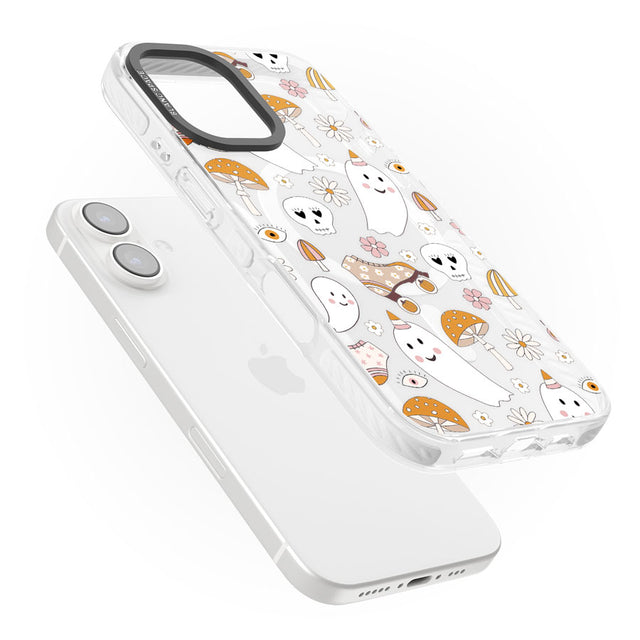 Cute Ghost and Skulls Pattern Impact Magsafe Phone Case for iPhone 16, iPhone 16 Plus