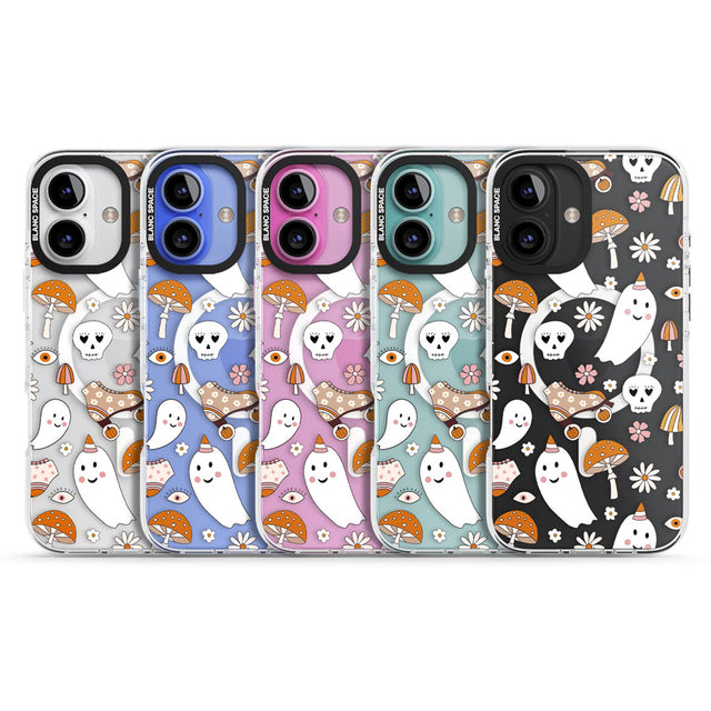 Cute Ghost and Skulls Pattern Impact Magsafe Phone Case for iPhone 16, iPhone 16 Plus