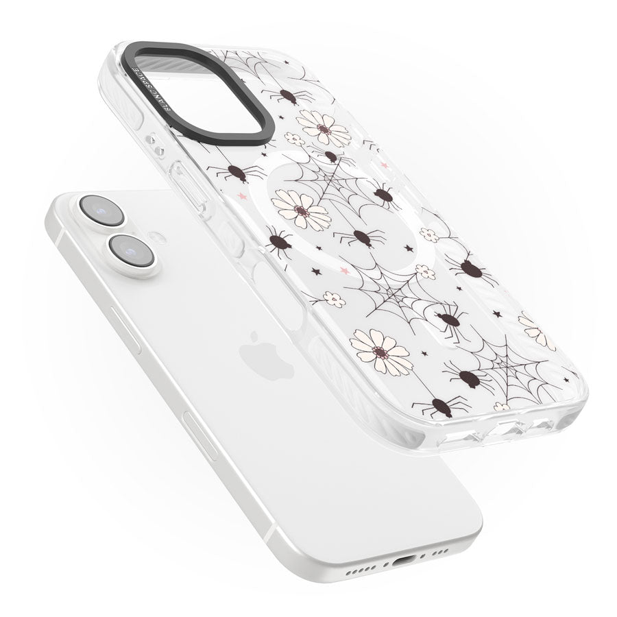 Spiders and Flowers Pattern Impact Magsafe Phone Case for iPhone 16, iPhone 16 Plus