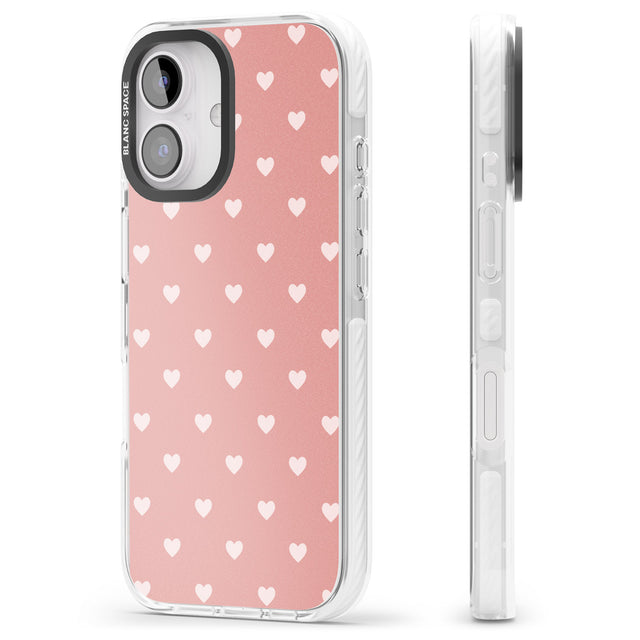 iPhone 16 Pro Max Small Heart Pattern: Pink Black Impact Phone Case