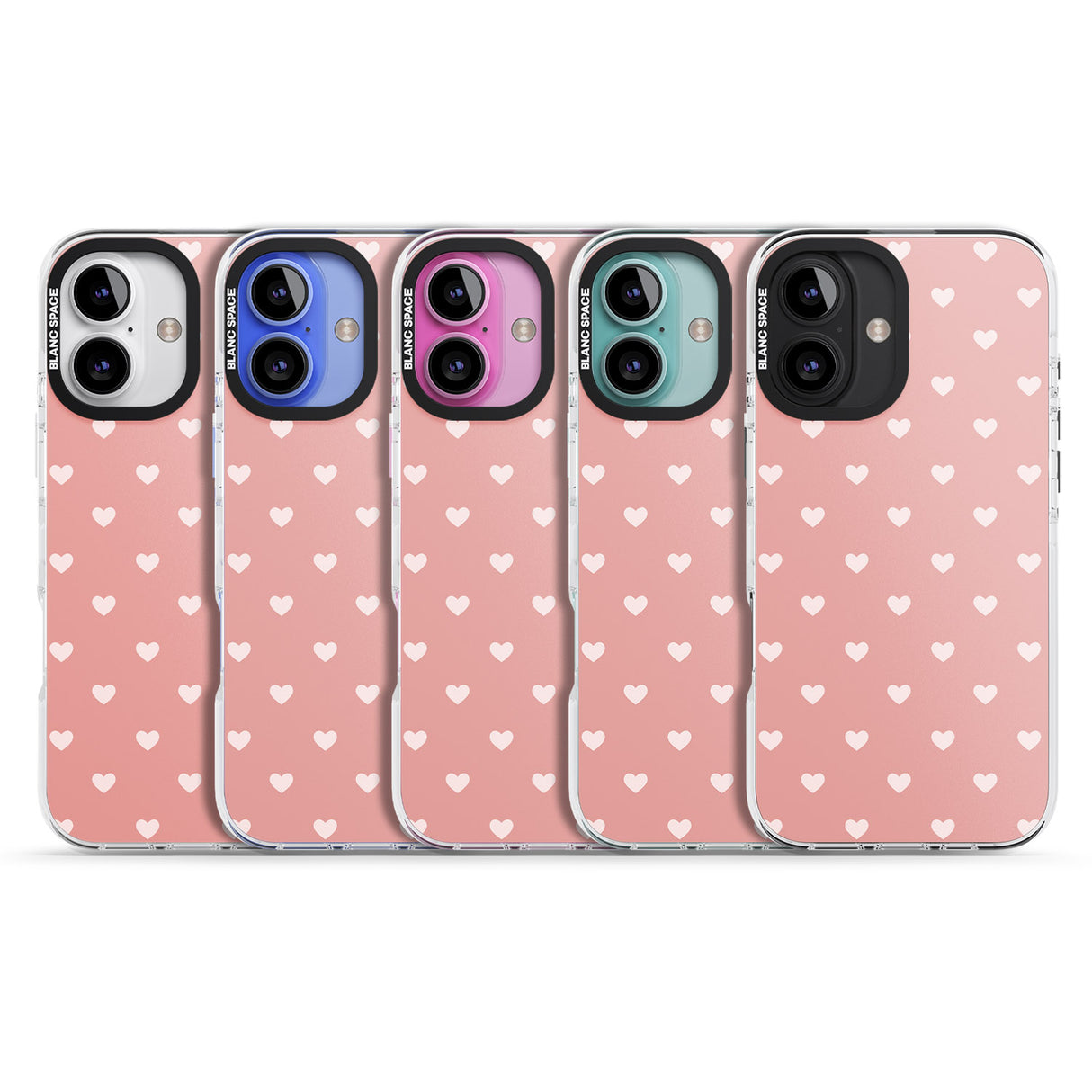 iPhone 16 Pro Max Small Heart Pattern: Pink Black Impact Phone Case