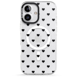 iPhone 16 Pro Max Small Heart Pattern: White & Black Impact Phone Case