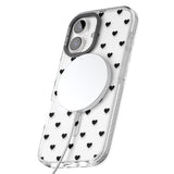 iPhone 16 Pro Max Small Heart Pattern: White & Black Impact Phone Case