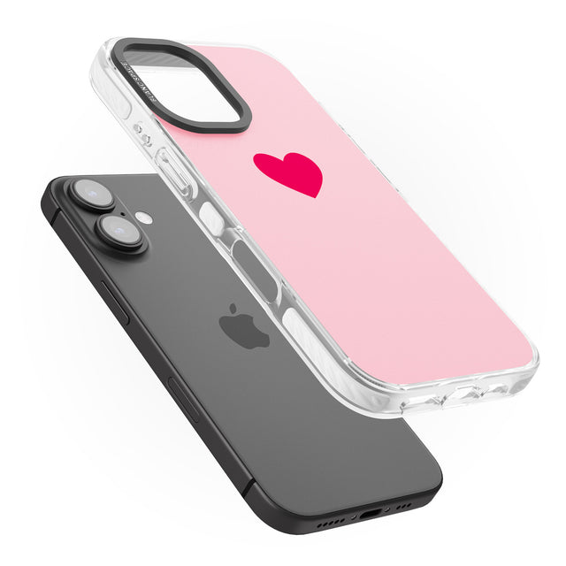 iPhone 16 Pro Max Single Heart Red & Pink Black Impact Phone Case