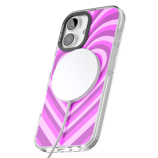 iPhone 16 Pro Max Pink Heart Illusion Black Impact Phone Case