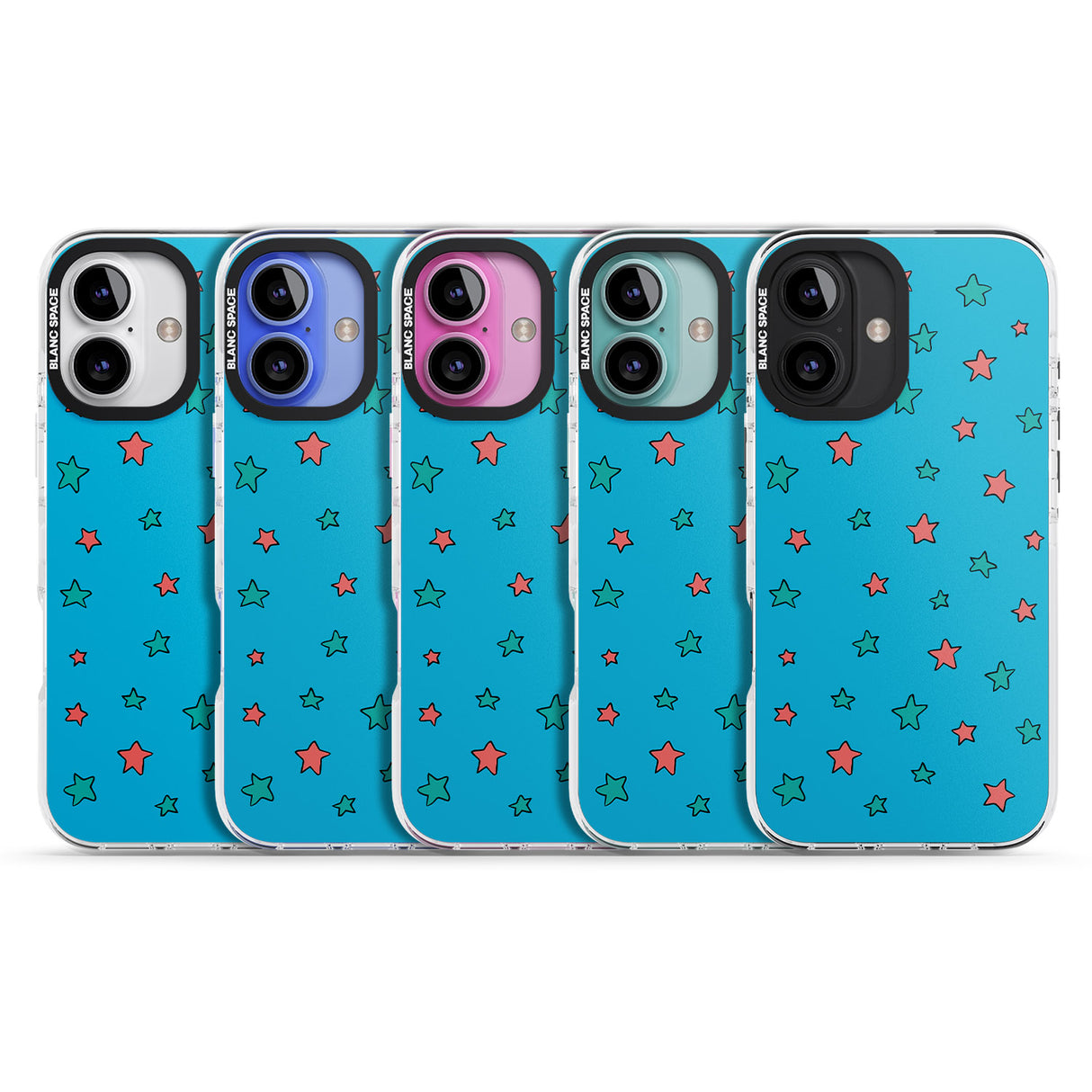 iPhone 16 Pro Max Blue Heartstopper Stars Pattern Black Impact Phone Case