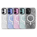 iPhone 16 Pro Max White Henna Flower Wheel Black Impact Phone Case