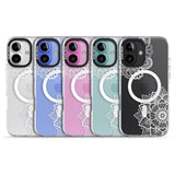 iPhone 16 Pro Max White Henna Florals Black Impact Phone Case