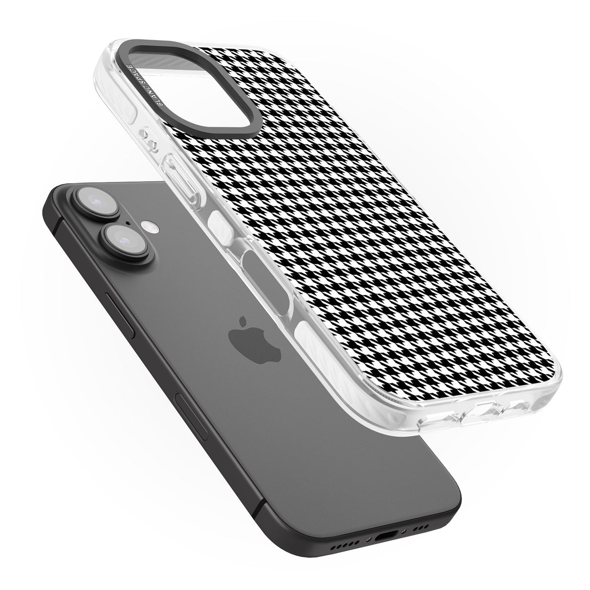 iPhone 16 Pro Max Black Houndstooth Pattern Black Impact Phone Case