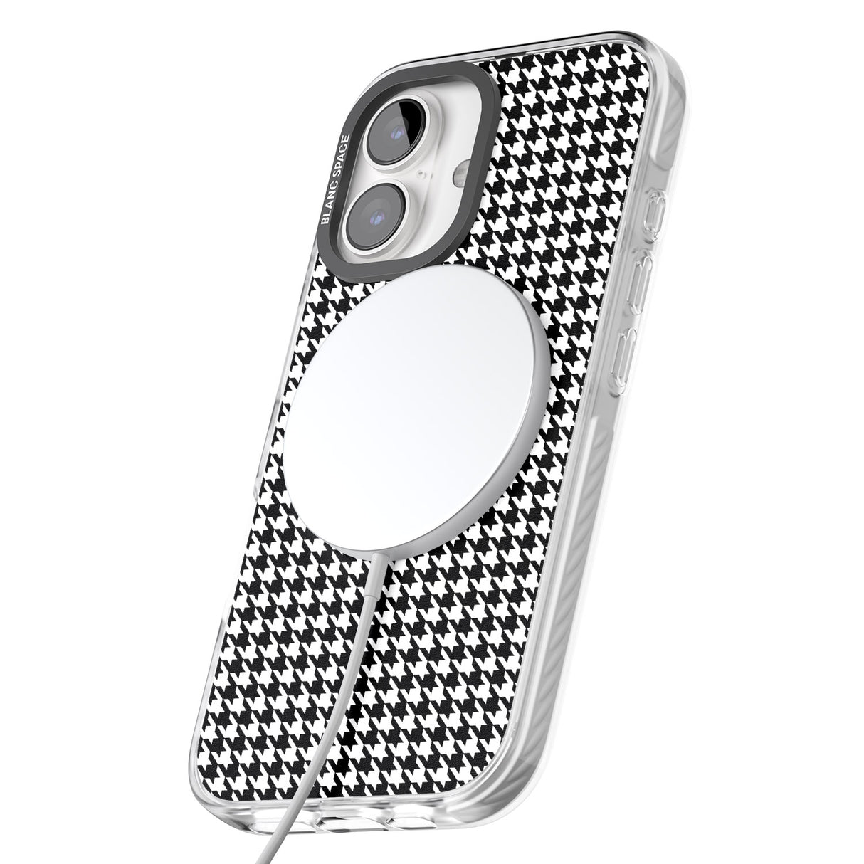 iPhone 16 Pro Max Black Houndstooth Pattern Black Impact Phone Case