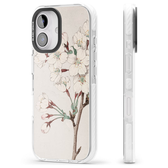 iPhone 16 Pro Max Vintage Japanese Illustrations Cherry Blossoms Black Impact Phone Case