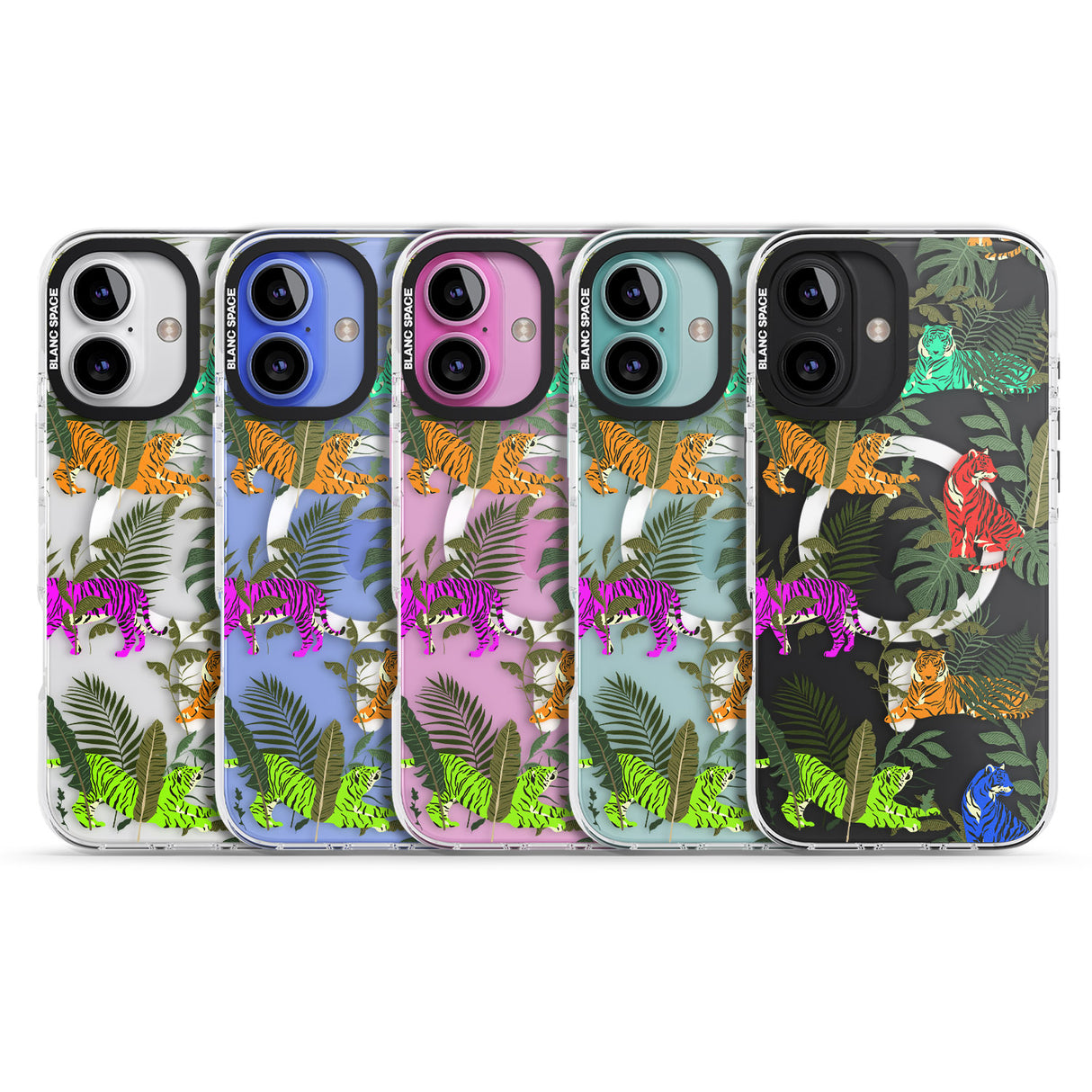 iPhone 16 Pro Max Colourful Tiger Jungle Cat Pattern Black Impact Phone Case