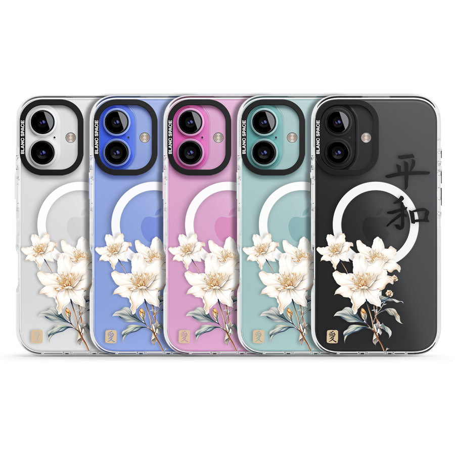 Peace and Flowers Impact Magsafe Phone Case for iPhone 16, iPhone 16 Plus