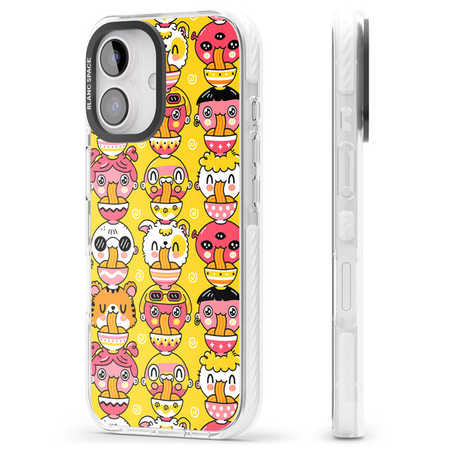 iPhone 16 Pro Max Ramen Noodle Kawaii Pattern Black Impact Phone Case