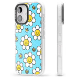 iPhone 16 Pro Max Daisy Faces Kawaii Pattern Black Impact Phone Case