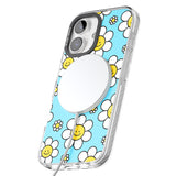 iPhone 16 Pro Max Daisy Faces Kawaii Pattern Black Impact Phone Case