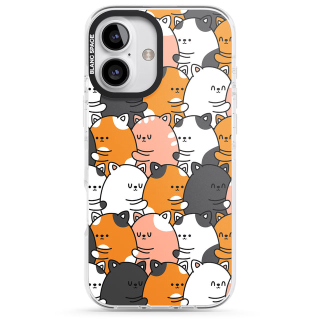 iPhone 16 Pro Max Spooning Cats Kawaii Pattern Black Impact Phone Case