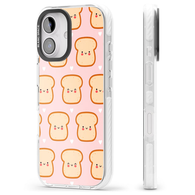 iPhone 16 Pro Max Bread Faces Kawaii Pattern Black Impact Phone Case