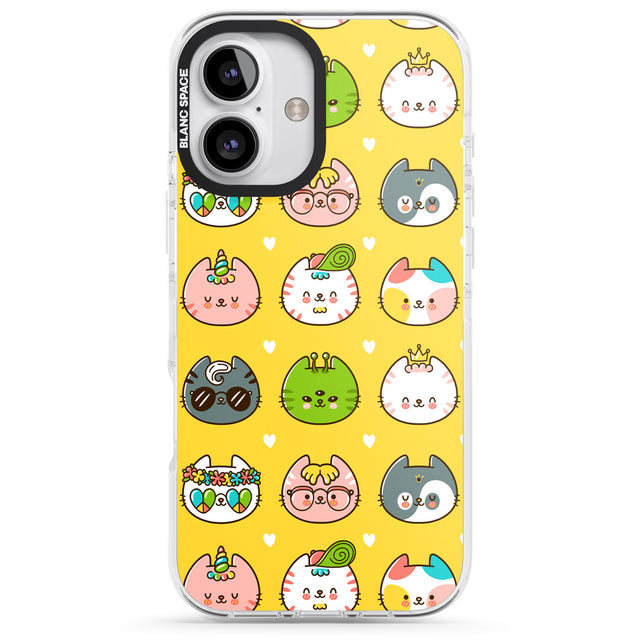 iPhone 16 Pro Max Mythical Cats Kawaii Pattern Black Impact Phone Case