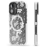 iPhone 16 Pro Max Forest Animal Silhouettes: White/Clear Black Impact Phone Case