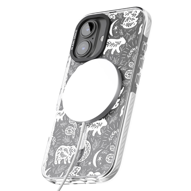 iPhone 16 Pro Max Forest Animal Silhouettes: White/Clear Black Impact Phone Case