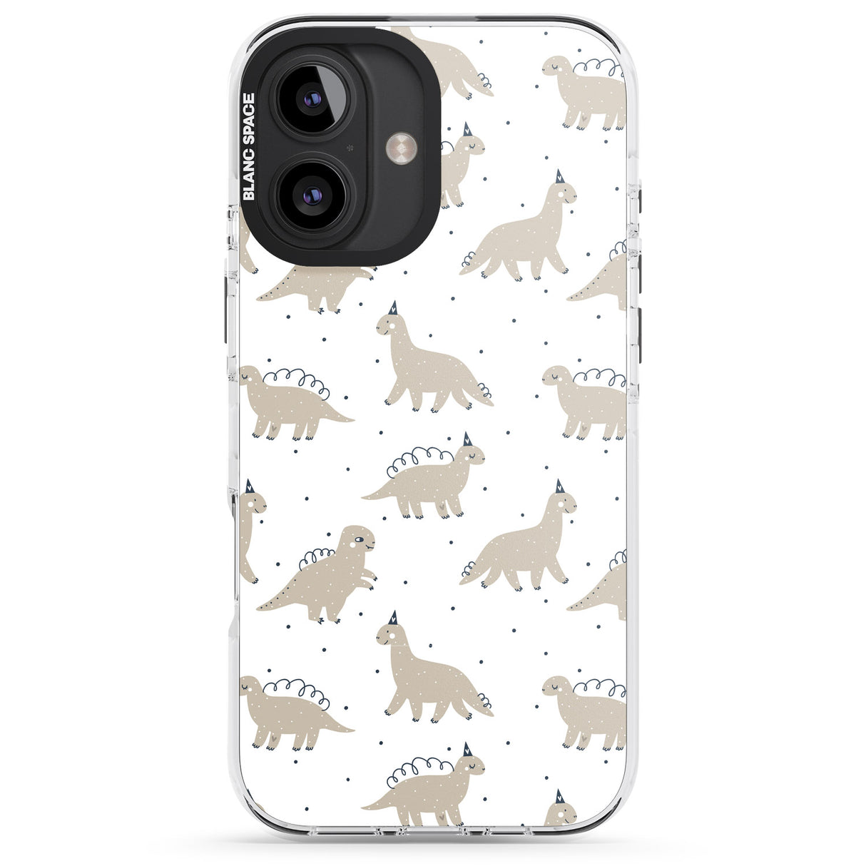 iPhone 16 Pro Max Adorable Dinosaurs Pattern Black Impact Phone Case