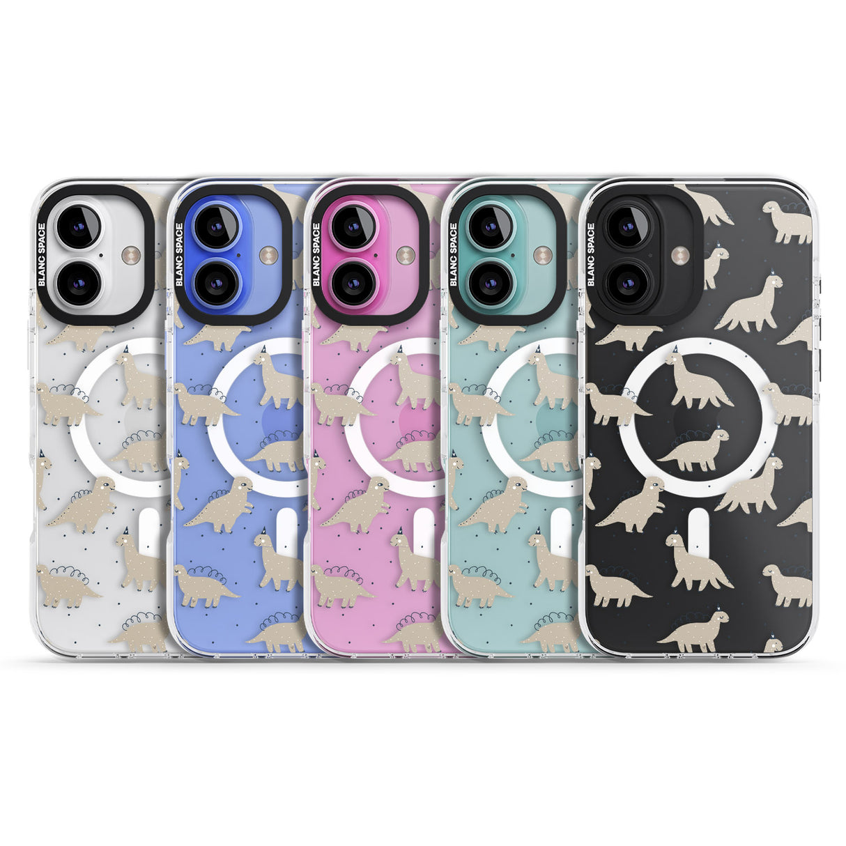 iPhone 16 Pro Max Adorable Dinosaurs Pattern (Clear) Black Impact Phone Case