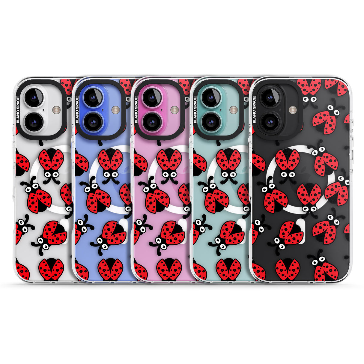 iPhone 16 Pro Max Ladybug Pattern Black Impact Phone Case