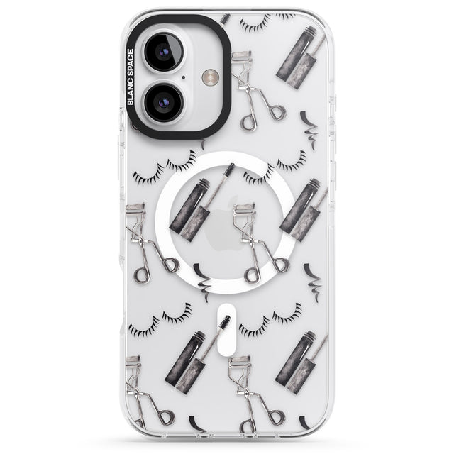 iPhone 16 Pro Max Eyelash Makeup Pattern Black Impact Phone Case