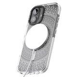 iPhone 16 Pro Max Large White Mandala Design Black Impact Phone Case