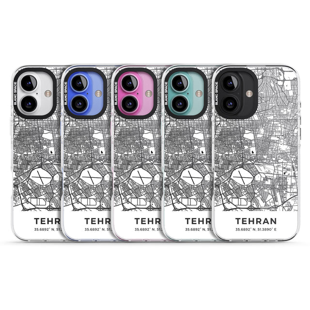 iPhone 16 Pro Max Map of Tehran, Iran Black Impact Phone Case