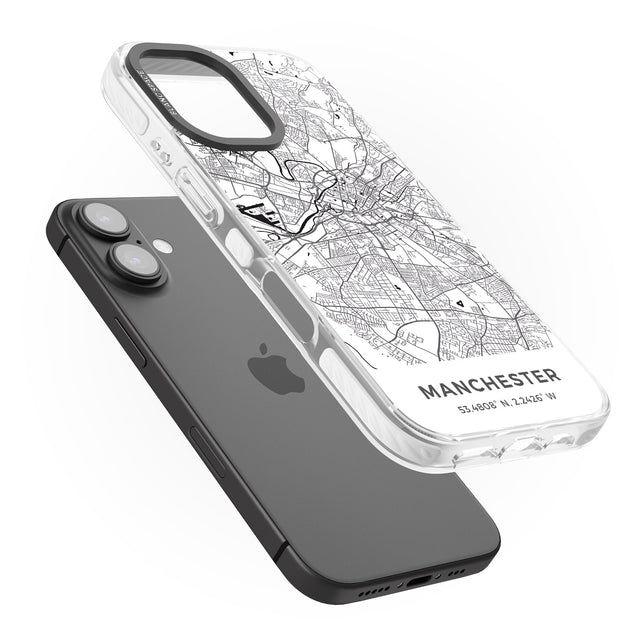 iPhone 16 Pro Max Map of Manchester, England Black Impact Phone Case