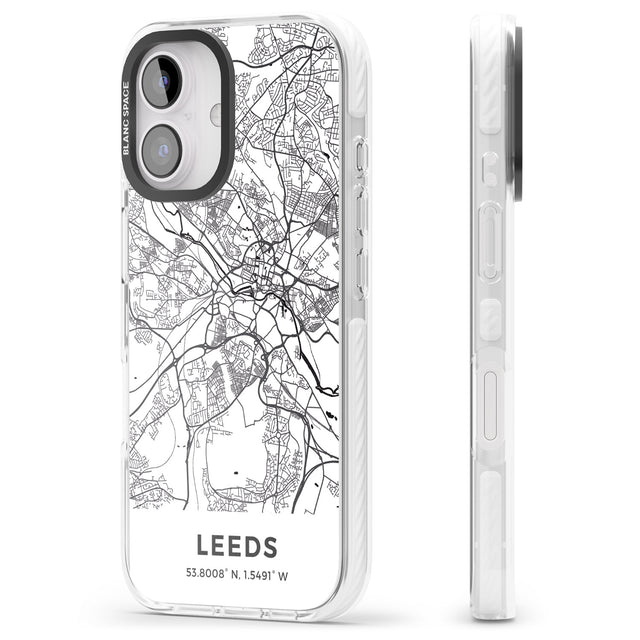 iPhone 16 Pro Max Map of Leeds, England Black Impact Phone Case