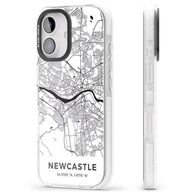 iPhone 16 Pro Max Map of Newcastle, England Black Impact Phone Case