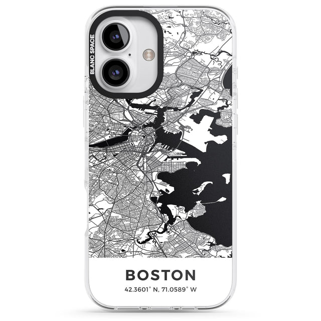 iPhone 16 Pro Max Map of Boston, Massachusetts Black Impact Phone Case