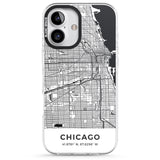 iPhone 16 Pro Max Map of Chicago, Illinois Black Impact Phone Case