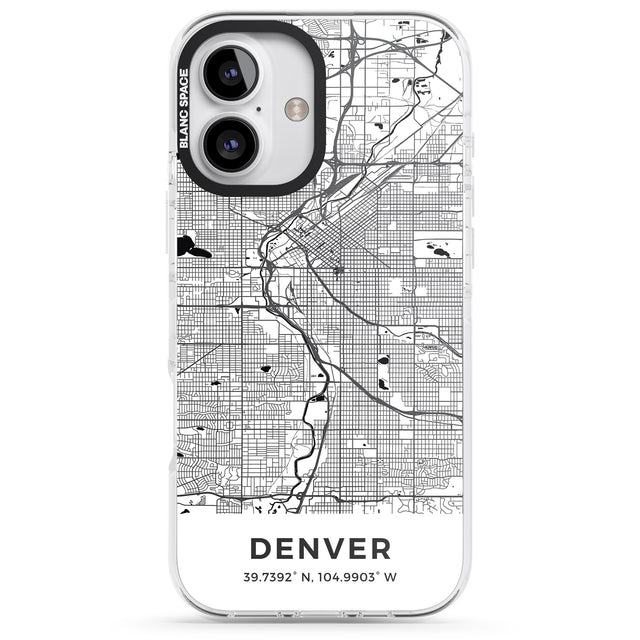 iPhone 16 Pro Max Map of Denver, Colorado Black Impact Phone Case