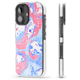 iPhone 16 Pro Max Pink, Blue & White Marbled Paper Pattern Black Impact Phone Case