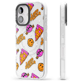 iPhone 16 Pro Max Psychedelic Love Pizza Pattern (Clear) Black Impact Phone Case