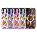 iPhone 16 Pro Max Psychedelic Love Pizza Pattern (Clear) Black Impact Phone Case