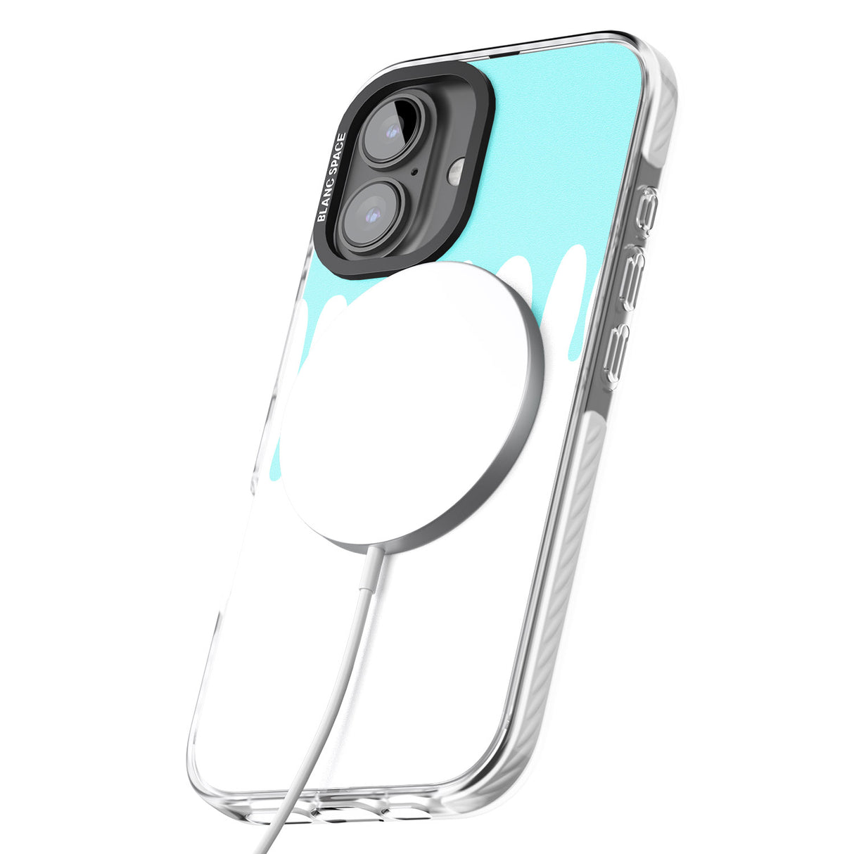 iPhone 16 Pro Max Melted Effect: Teal & White Black Impact Phone Case