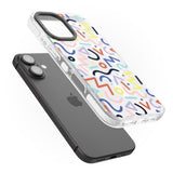 iPhone 16 Pro Max Colourful Squiggles Memphis Retro Pattern Design Black Impact Phone Case