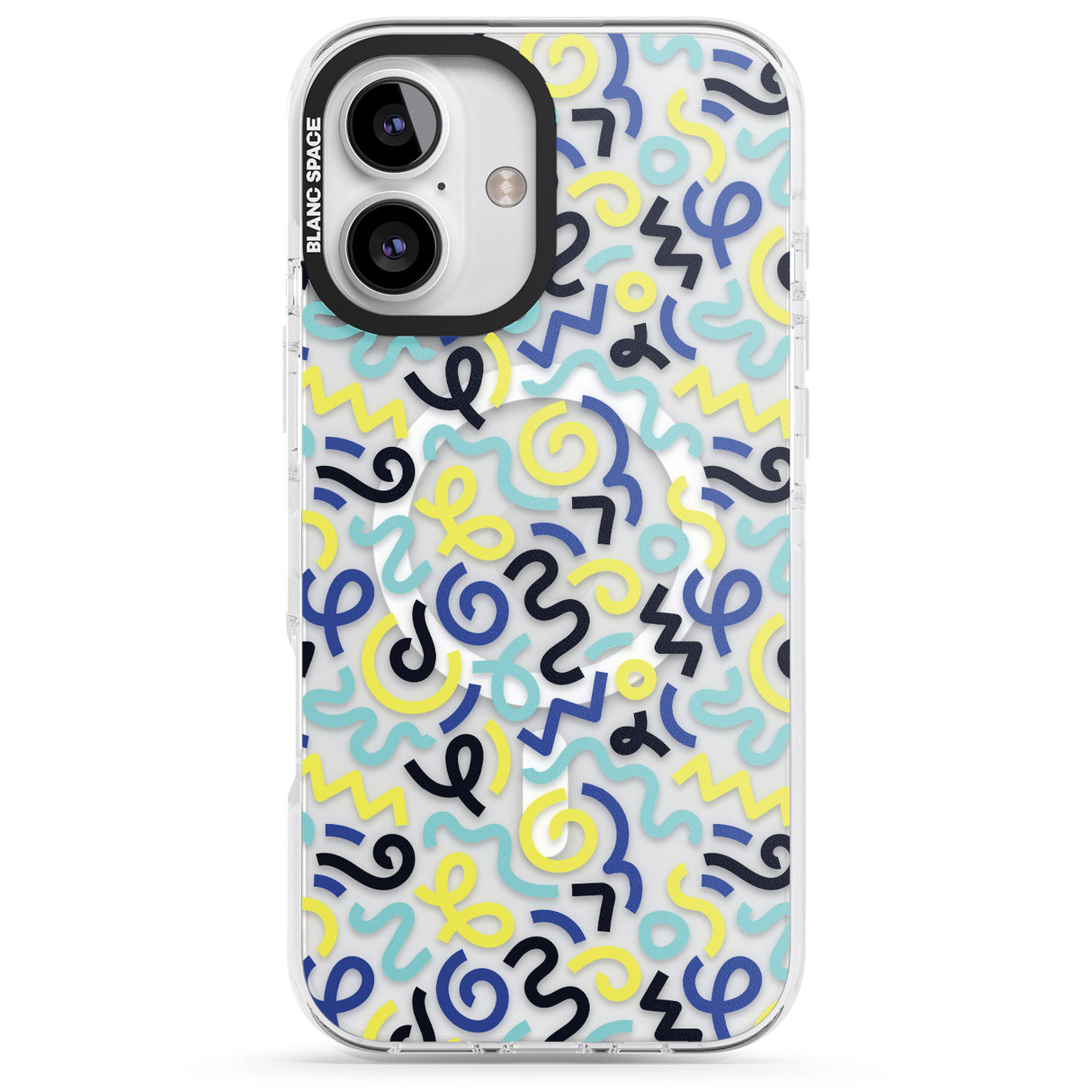 Blue & Yellow Shapes Memphis Retro Pattern Design