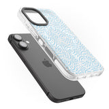 iPhone 16 Pro Max Light Blue Pattern Memphis Retro Pattern Design Black Impact Phone Case